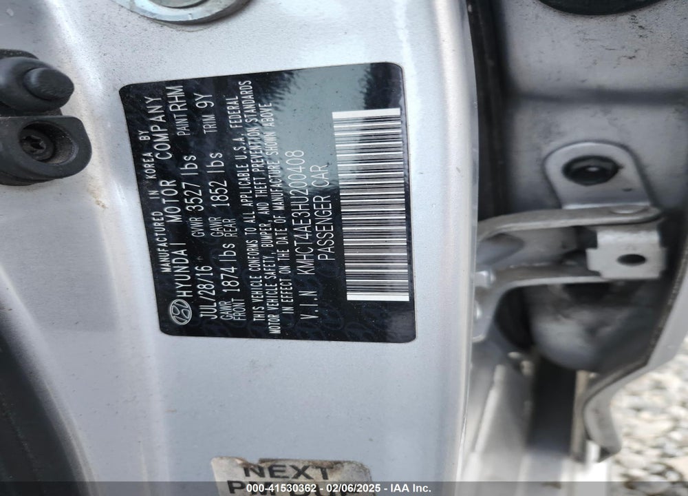 2017 HYUNDAI ACCENT VIN: KMHCT4AE3HU200408