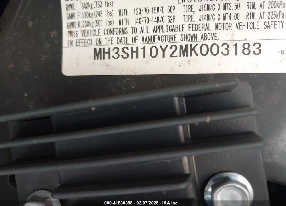 2021 YAMAHA CZD300 A VIN: MH3SH10Y2MK003183