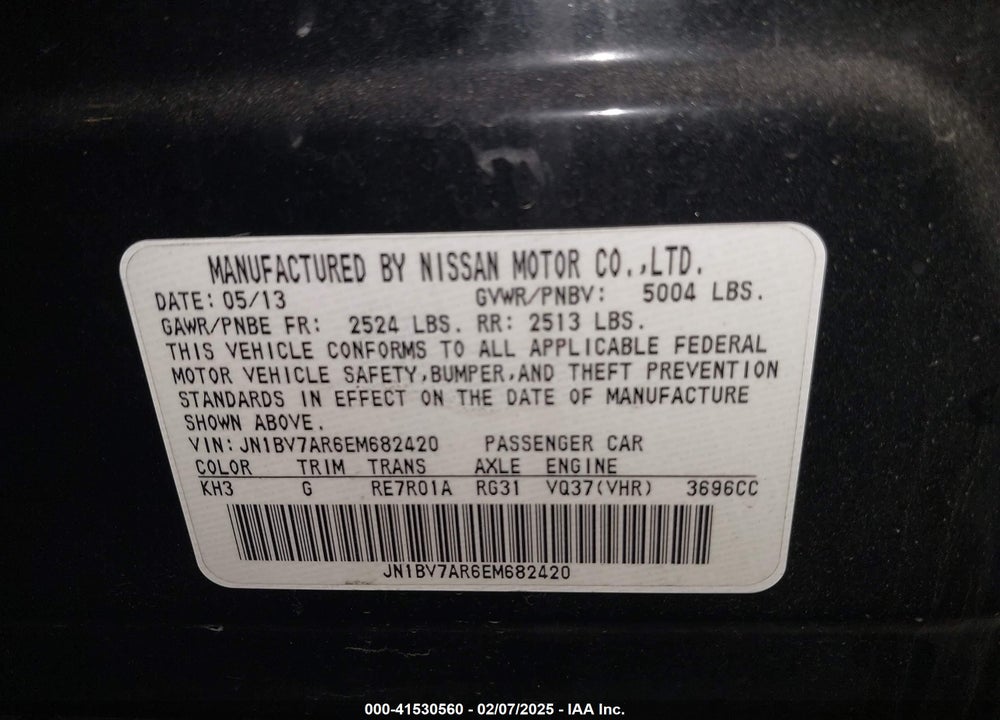 2014 INFINITI Q50 VIN: JN1BV7AR6EM682420