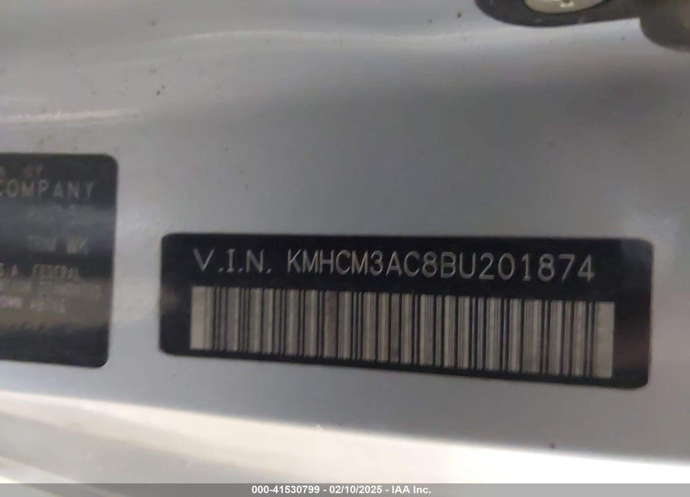 2011 HYUNDAI ACCENT GS VIN: KMHCM3AC8BU201874