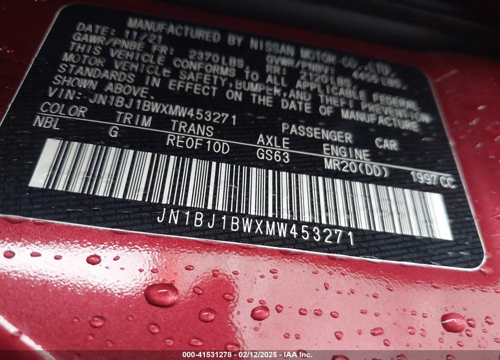 2021 NISSAN ROGUE SPORT VIN: JN1BJ1BWXMW453271