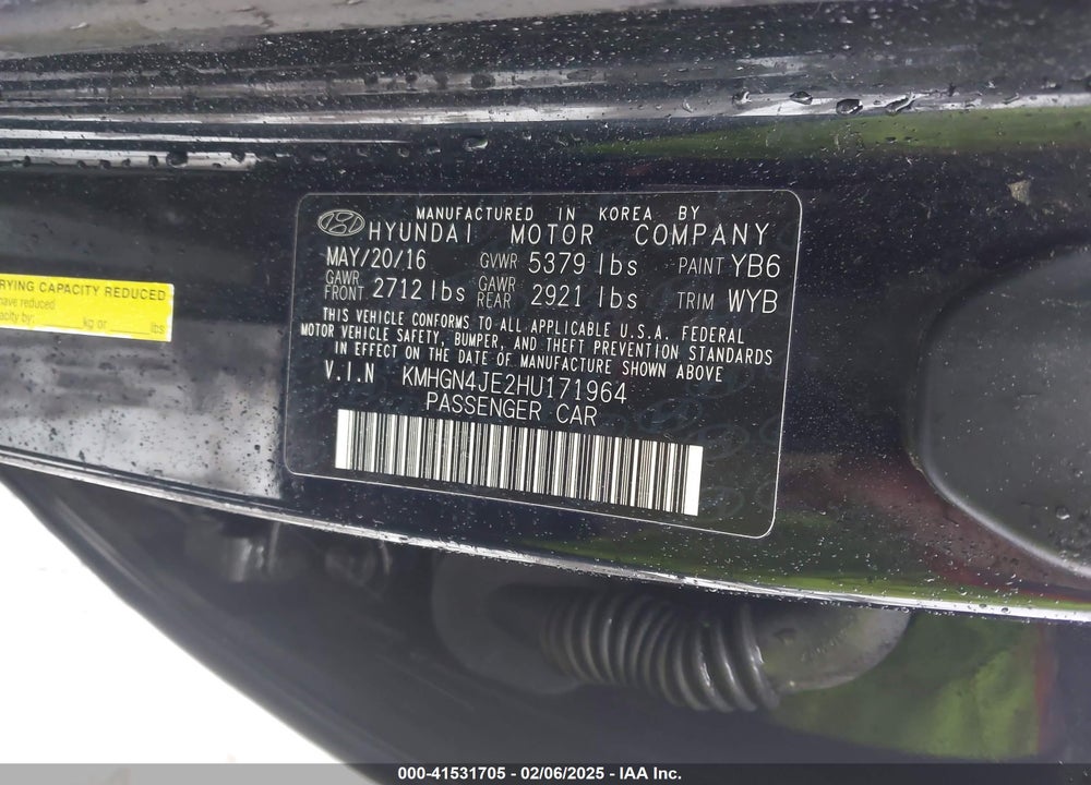 2017 GENESIS G80 3.8 VIN: KMHGN4JE2HU171964