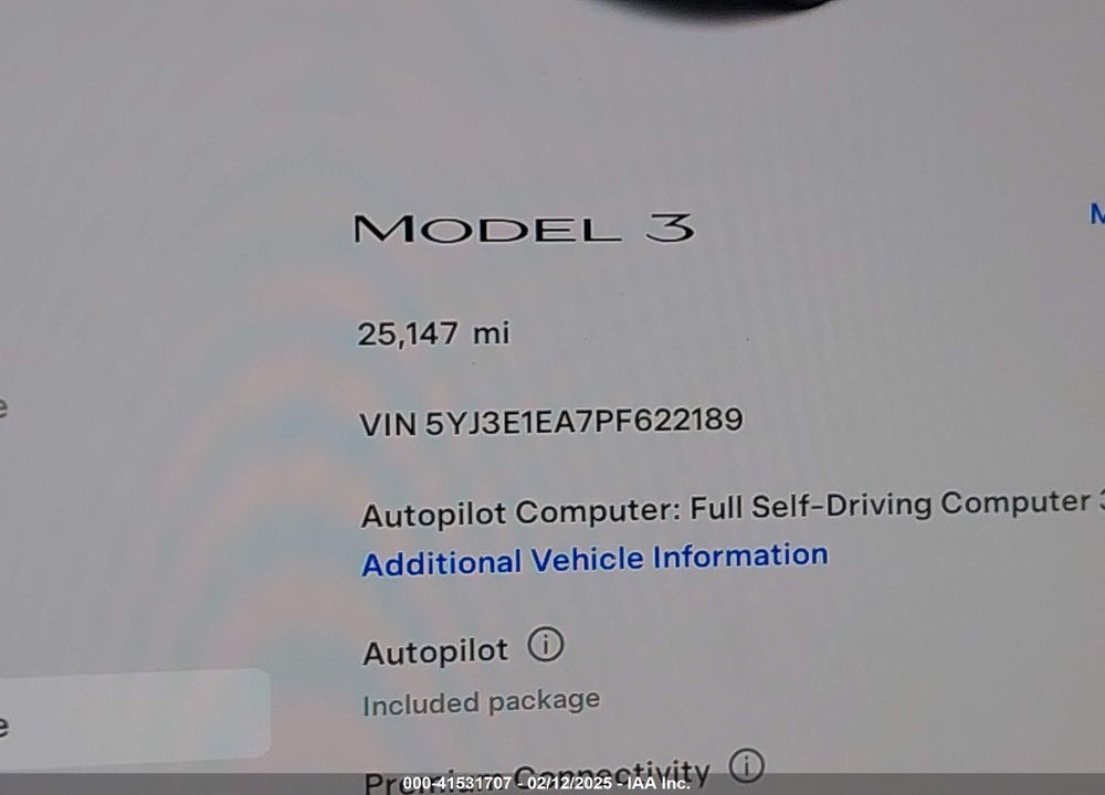 2023 TESLA MODEL 3 VIN: 5YJ3E1EA7PF622189