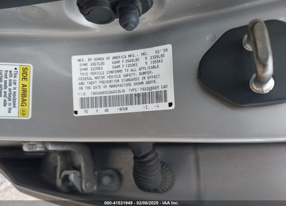 2009 ACURA TL VIN: 19UUA96529A003576