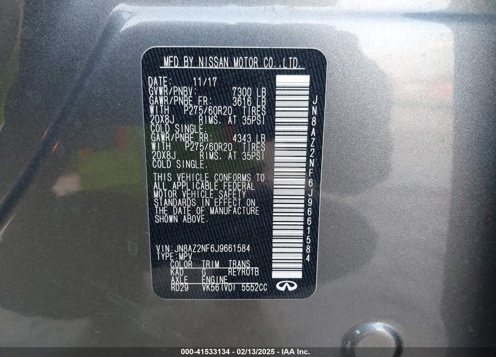 2018 INFINITI QX80 VIN: JN8AZ2NF6J9661584