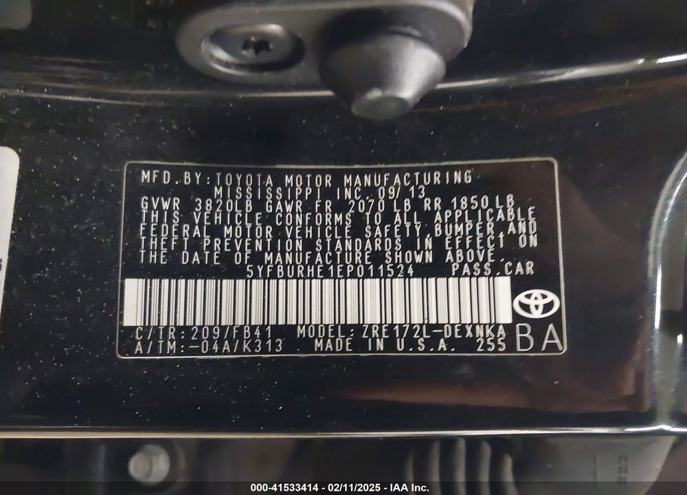 2014 TOYOTA COROLLA VIN: 5YFBURHE1EP011524