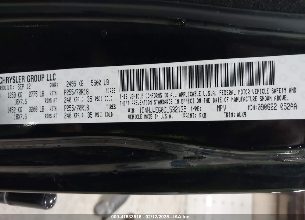 2013 JEEP WRANGLER UNLIMITED SAHARA VIN: 1C4HJWEG0DL532135