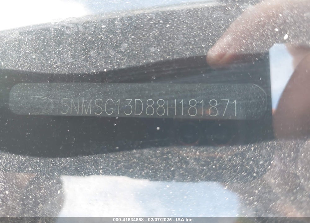 2008 HYUNDAI SANTA FE GLS VIN: 5NMSG13D88H181871