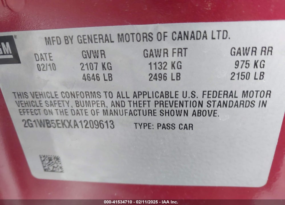 2010 CHEVROLET IMPALA LT VIN: 2G1WB5EKXA1209613