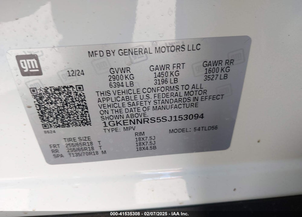 2025 GMC ACADIA AWD ELEVATION VIN: 1GKENNRS5SJ153094