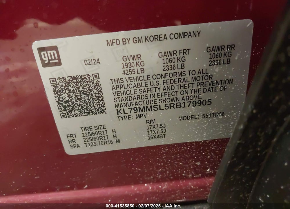 2024 CHEVROLET TRAILBLAZER FWD LS VIN: KL79MMSL5RB179905