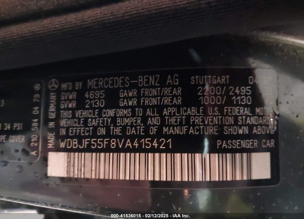 1997 MERCEDES-BENZ E 320 VIN: WDBJF55F8VA415421