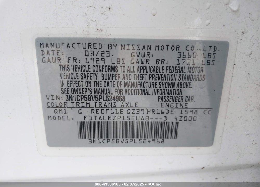 2023 NISSAN KICKS S XTRONIC CVT VIN: 3N1CP5BV5PL524968