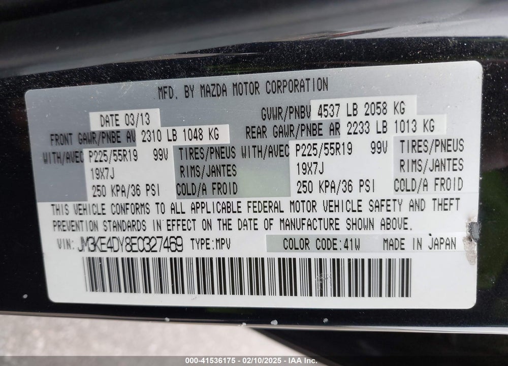 2014 MAZDA CX-5 GRAND TOURING VIN: JM3KE4DY8E0327469