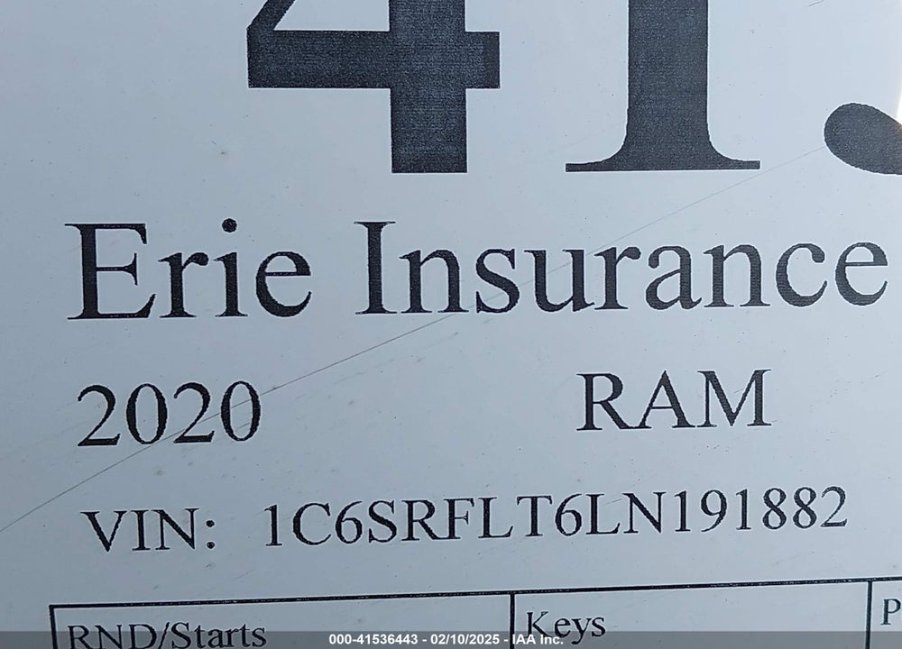 2020 RAM 1500 VIN: 1C6SRFLT6LN191882