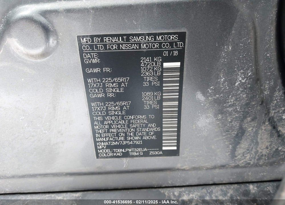 2018 NISSAN ROGUE S VIN: KNMAT2MV7JP547921