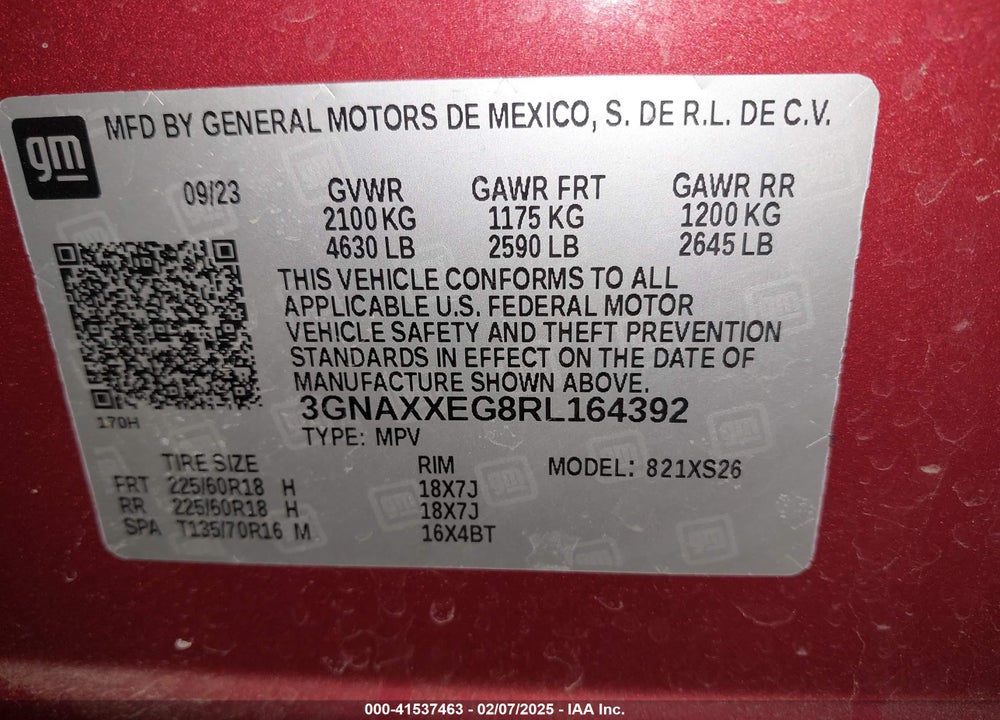 2024 CHEVROLET EQUINOX AWD PREMIER VIN: 3GNAXXEG8RL164392