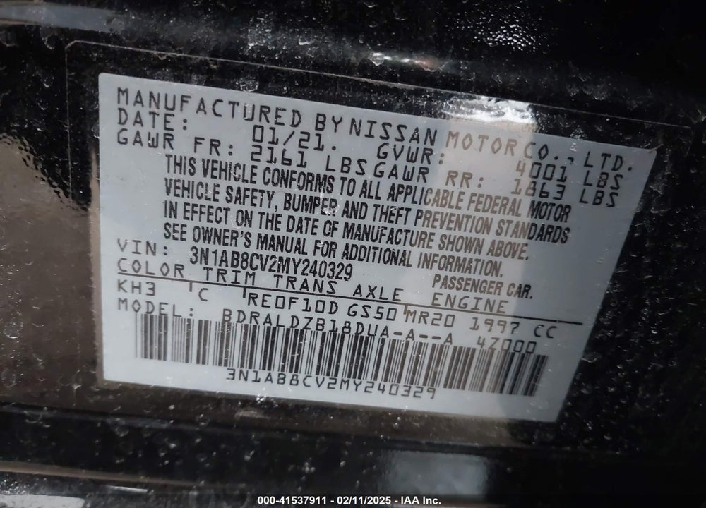 2021 NISSAN SENTRA VIN: 3N1AB8CV2MY240329