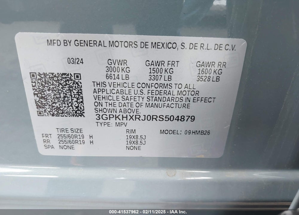 2024 HONDA PROLOGUE TOURING VIN: 3GPKHXRJ0RS504879