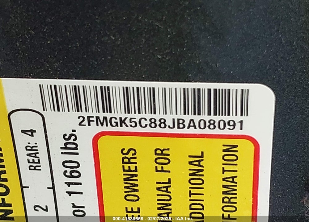 2018 FORD FLEX VIN: 2FMGK5C88JBA08091
