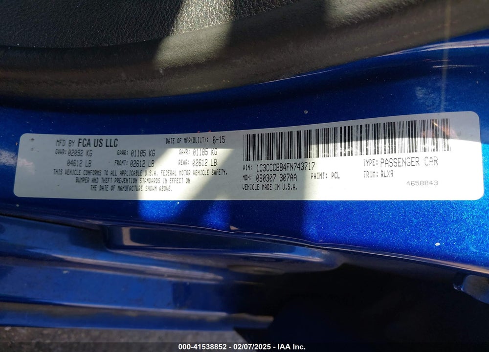 2015 CHRYSLER 200 S VIN: 1C3CCCBB4FN743717