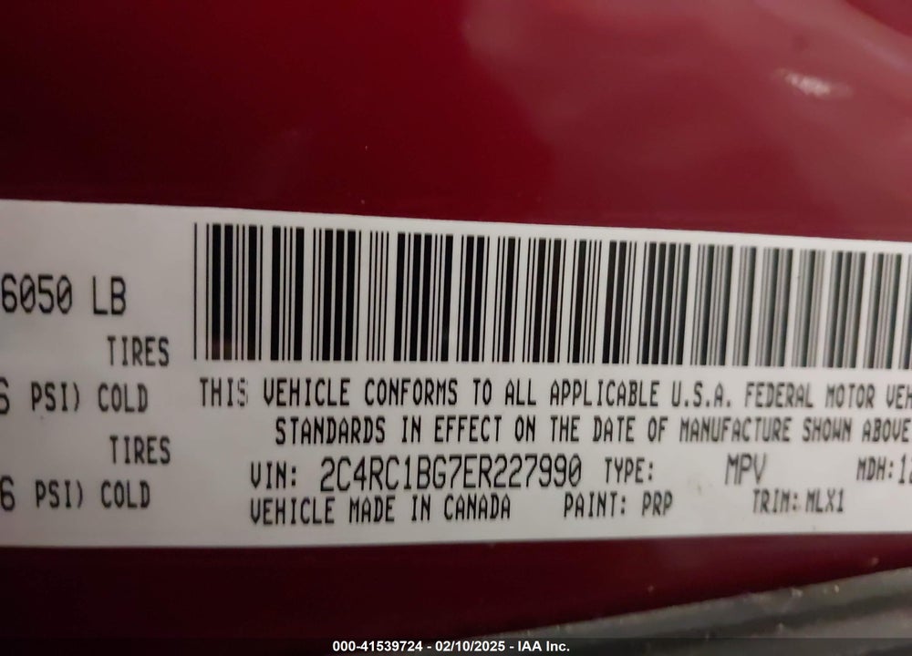 2014 CHRYSLER TOWN & COUNTRY TOURING VIN: 2C4RC1BG7ER227990