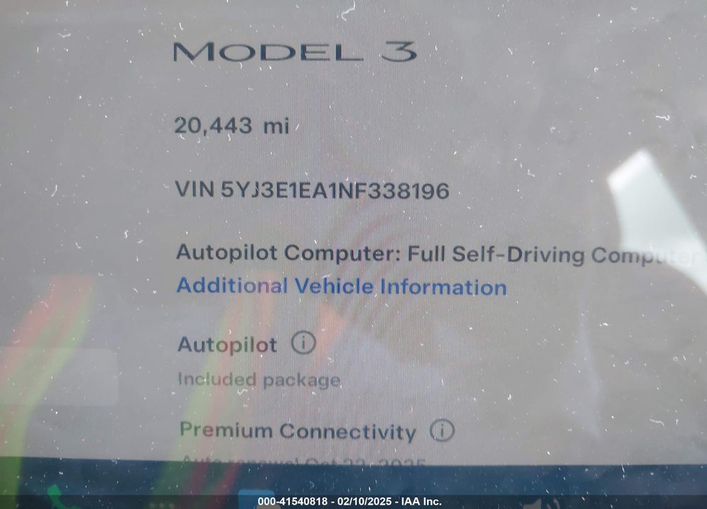 2022 TESLA MODEL 3 REAR-WHEEL DRIVE VIN: 5YJ3E1EA1NF338196