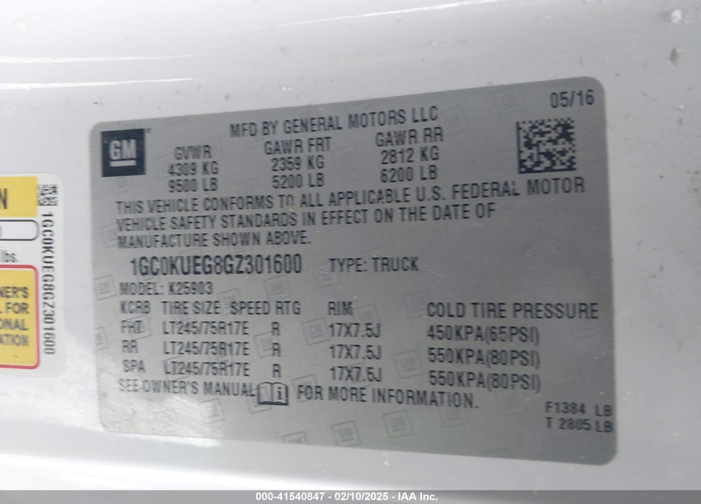 2016 CHEVROLET SILVERADO VIN: 1GC0KUEG8GZ301600