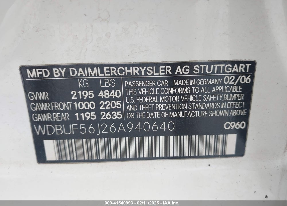 2006 MERCEDES-BENZ E 350 VIN: WDBUF56J26A940640