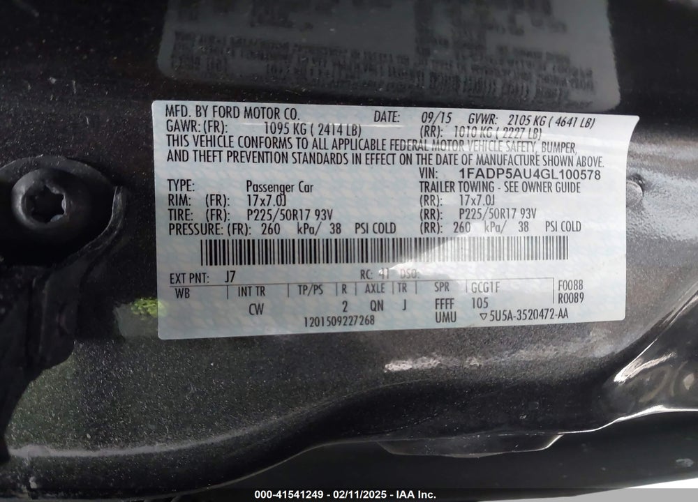 2016 FORD C-MAX VIN: 1FADP5AU4GL100578