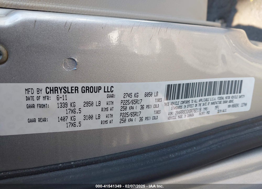 2011 CHRYSLER TOWN & COUNTRY TOURING-L VIN: 2A4RR8DGXBR782118