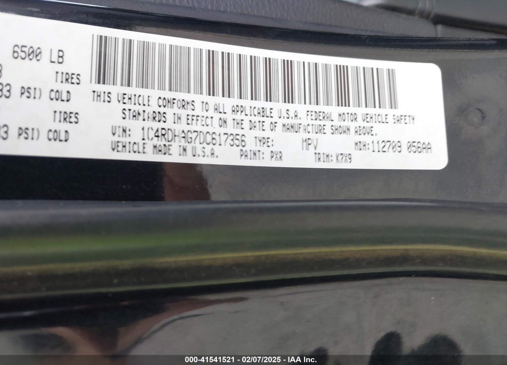 2013 DODGE DURANGO SXT VIN: 1C4RDHAG7DC617356