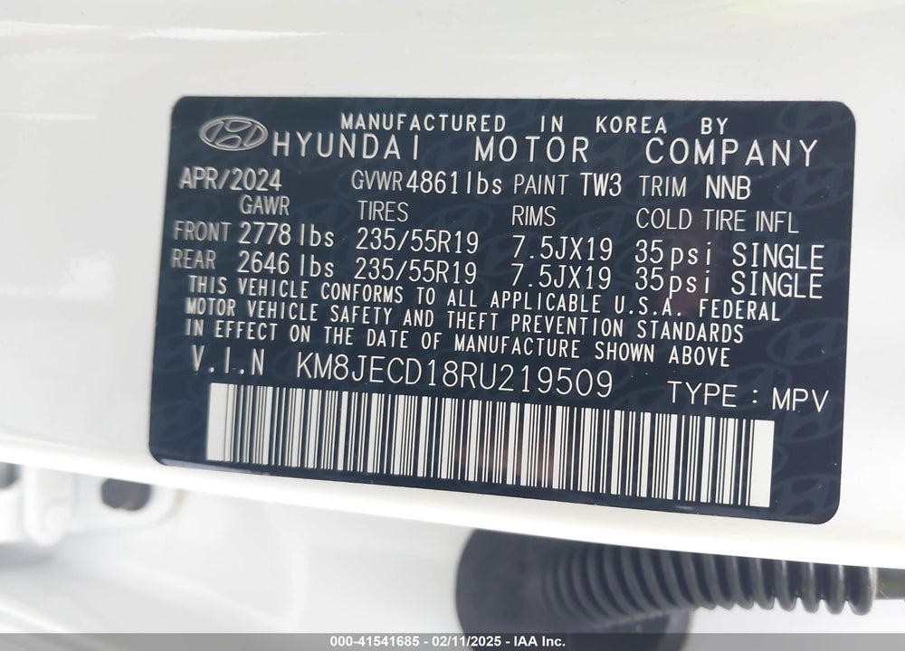 2024 HYUNDAI TUCSON HYBRID VIN: KM8JECD18RU219509