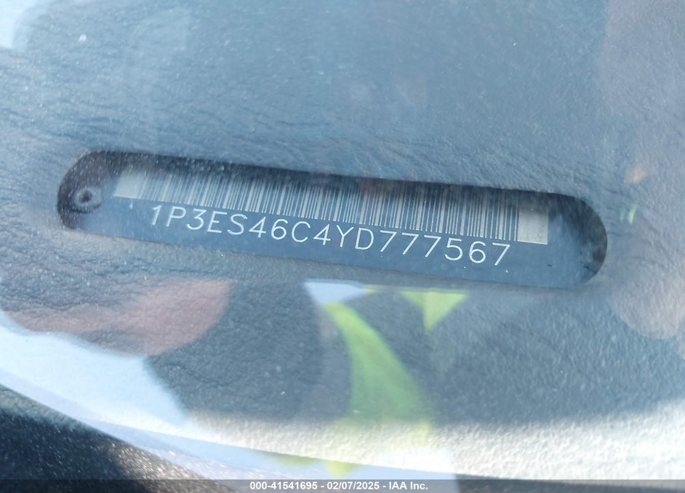 2000 PLYMOUTH NEON HIGHLINE VIN: 1P3ES46C4YD777567