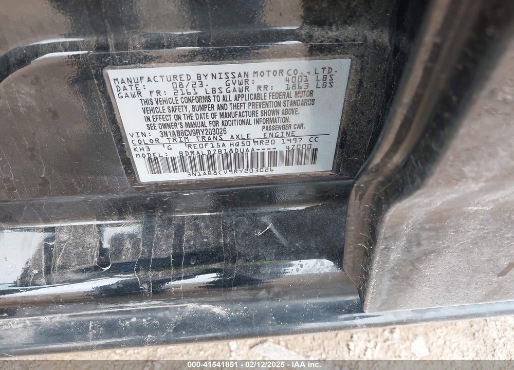 2024 NISSAN SENTRA VIN: 3N1AB8CV9RY203026