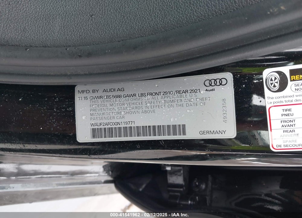 2016 AUDI S6 4.0T PREMIUM PLUS VIN: WAUF2AFC0GN119771