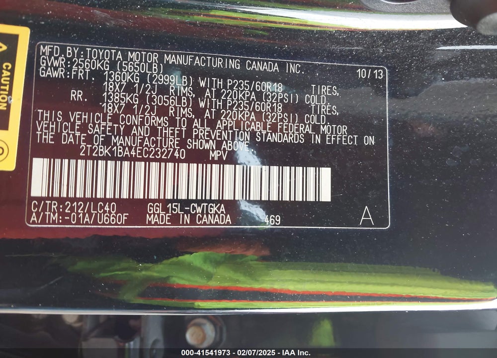2014 LEXUS RX 350 VIN: 2T2BK1BA4EC232740