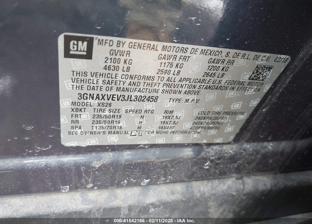2018 CHEVROLET EQUINOX PREMIER VIN: 3GNAXVEV3JL302458