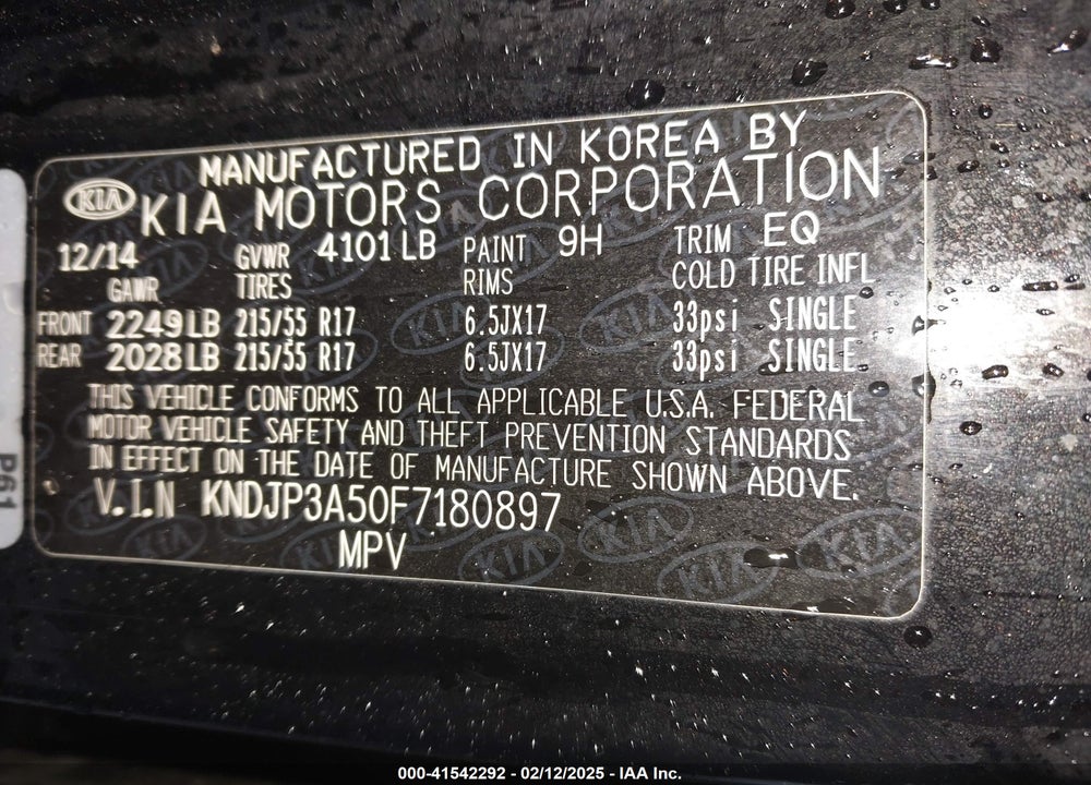 2015 KIA SOUL VIN: KNDJP3A50F7180897