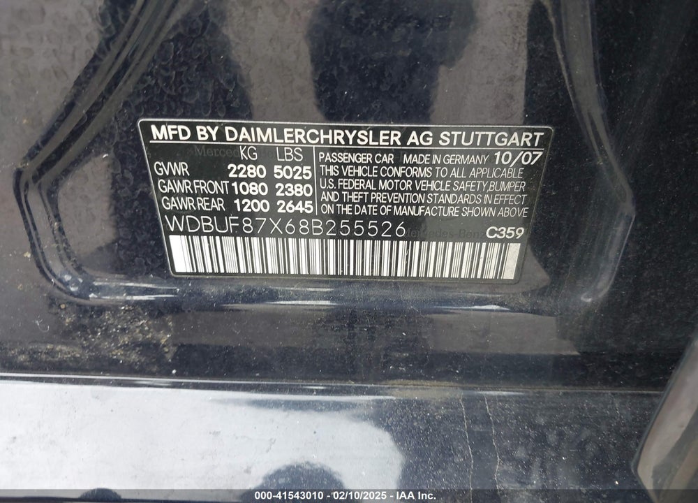 2008 MERCEDES-BENZ E 350 4MATIC VIN: WDBUF87X68B255526