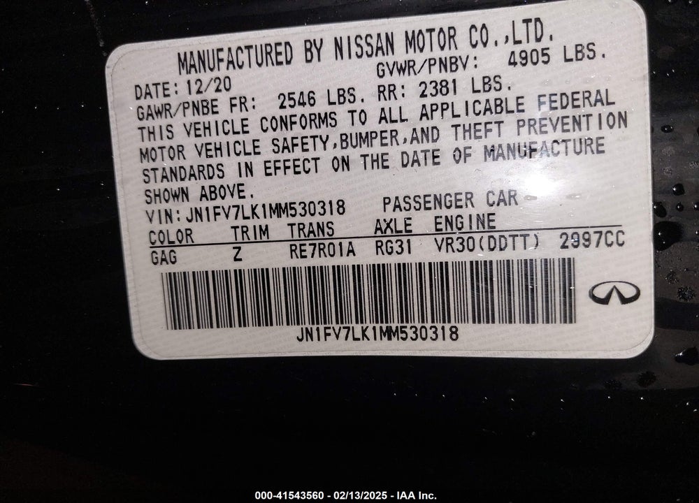2021 INFINITI Q60 RED SPORT 400 VIN: JN1FV7LK1MM530318