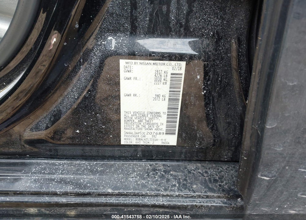 2018 NISSAN ALTIMA VIN: 1N4AL3AP5JC207689