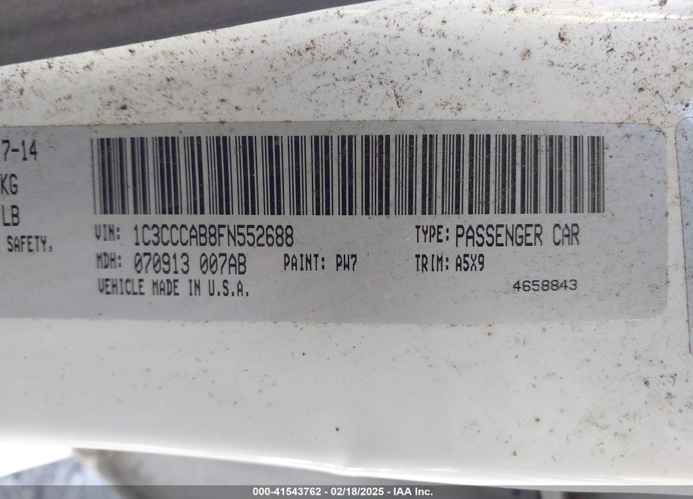 2015 CHRYSLER 200 VIN: 1C3CCCAB8FN552688