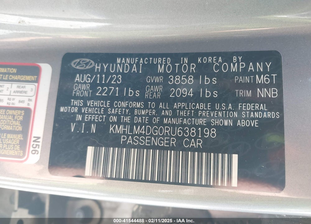 2024 HYUNDAI ELANTRA SEL VIN: KMHLM4DG0RU638198