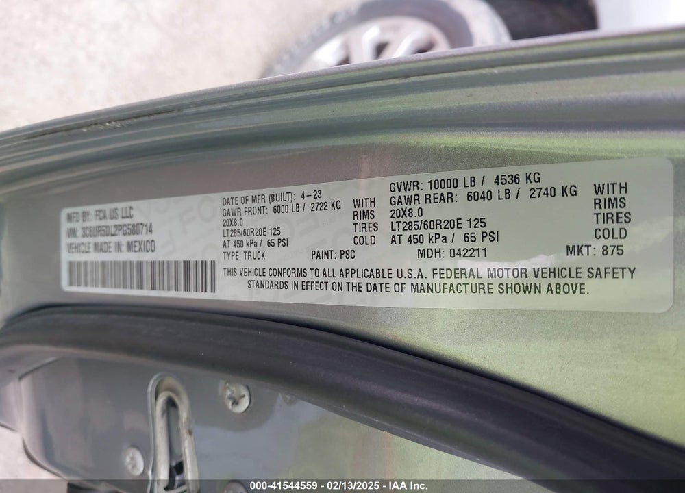 2023 RAM 2500 VIN: 3C6UR5DL2PG580714