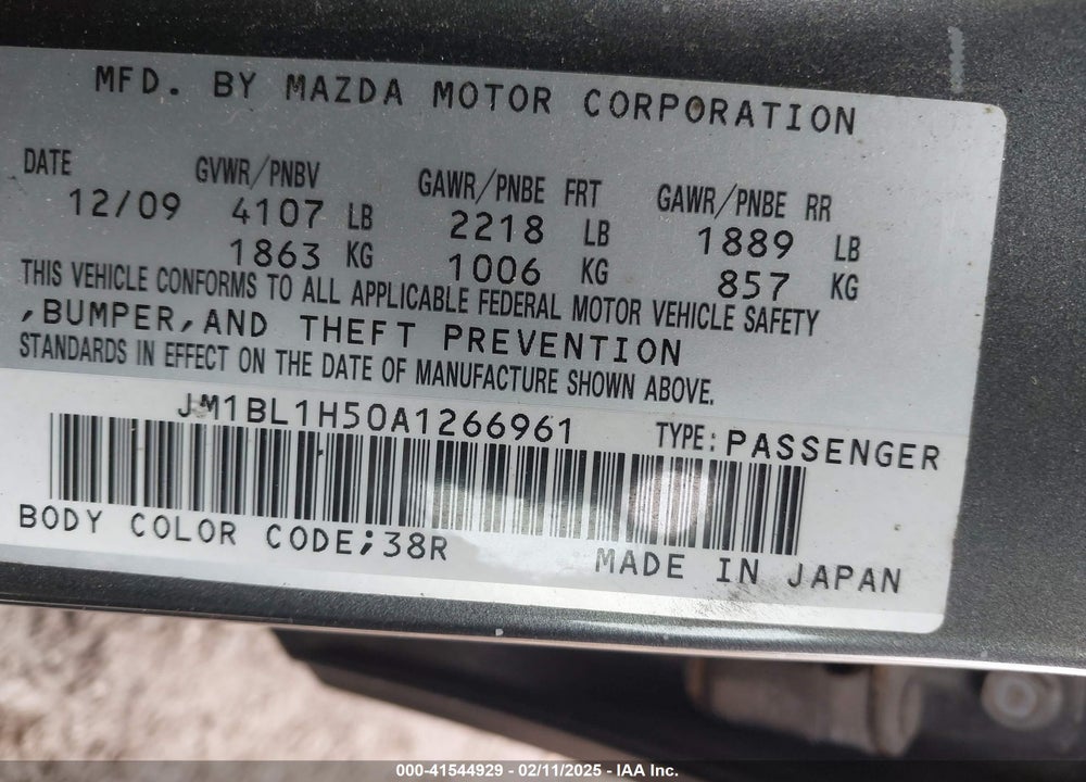 2010 MAZDA 3 S GRAND TOURING VIN: JM1BL1H50A1266961
