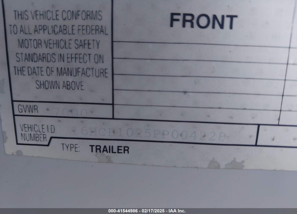 1993 HAUL MARK IND --- VIN: 16HCB1025PP004228
