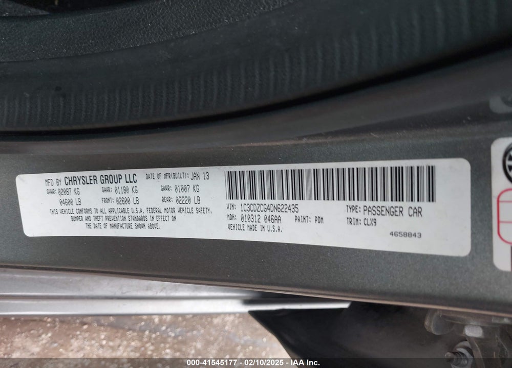 2013 DODGE AVENGER SXT VIN: 1C3CDZCG4DN622435