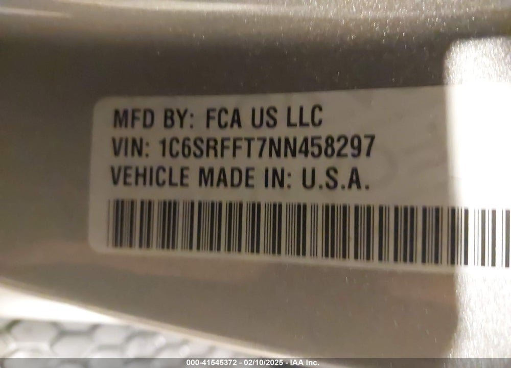 2022 RAM 1500 VIN: 1C6SRFFT7NN458297