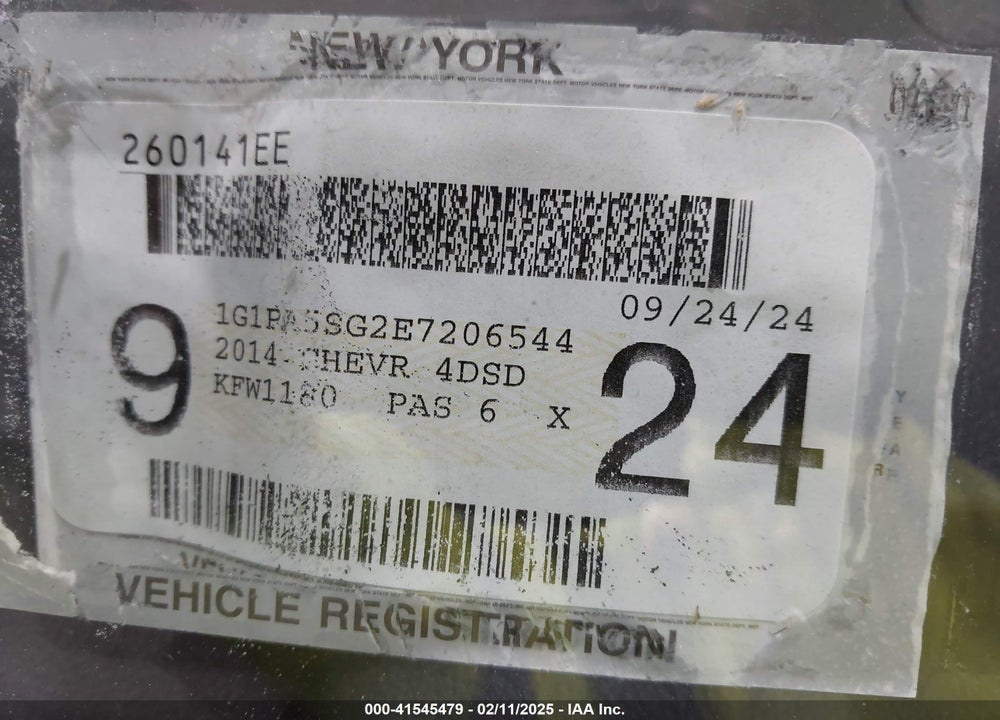 2014 CHEVROLET CRUZE VIN: 1G1PA5SG2E7206544